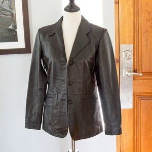 CROFT & BARROW lambskin black leather jacket, S